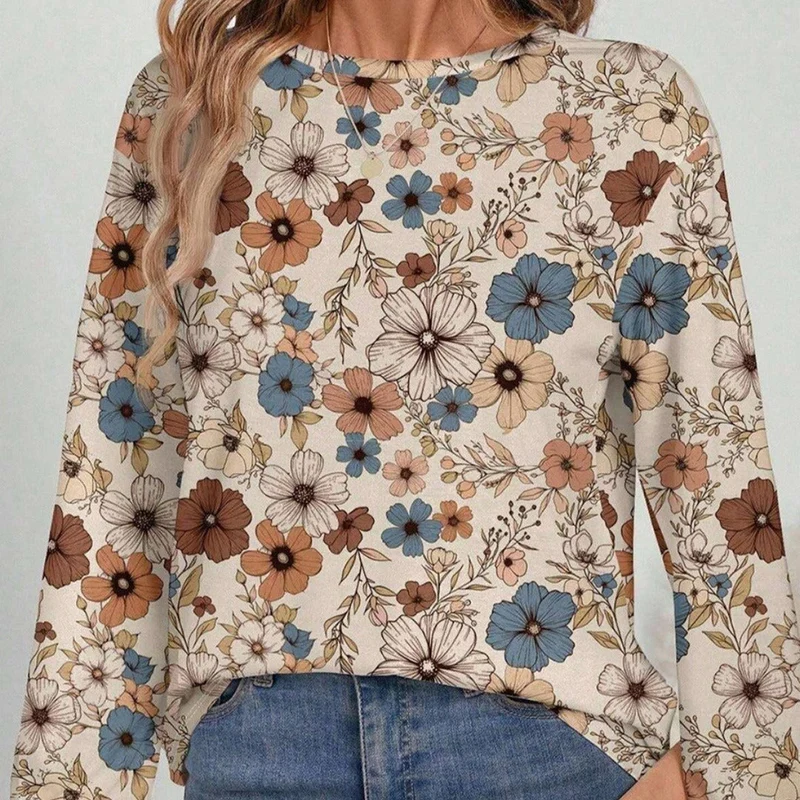 Lässige Langarm-Bluse mit Blumendruck - Lorine