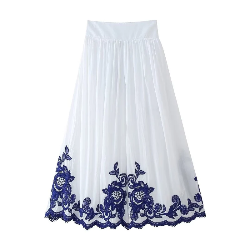 Damenset mit blumenbestickter Bluse und Rock im Bohème-Stil - Alondra