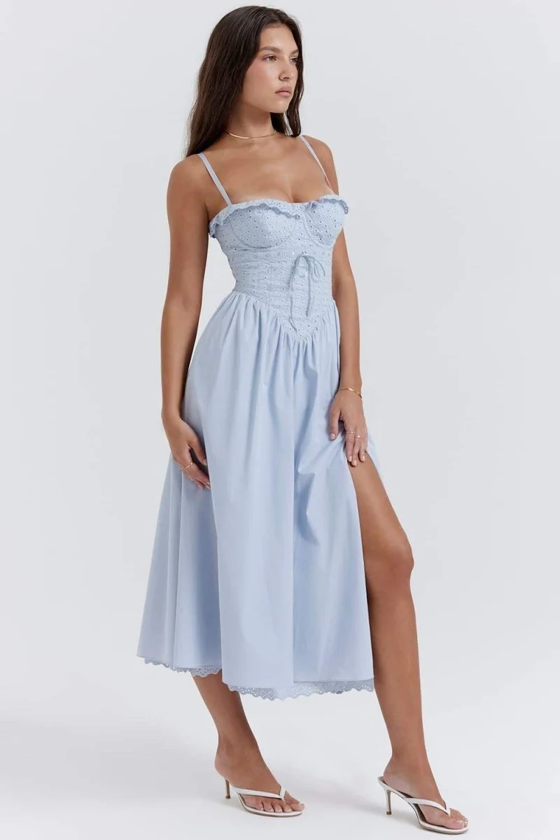 Helen - Midikleid mit besticktem Spitzenkorsett