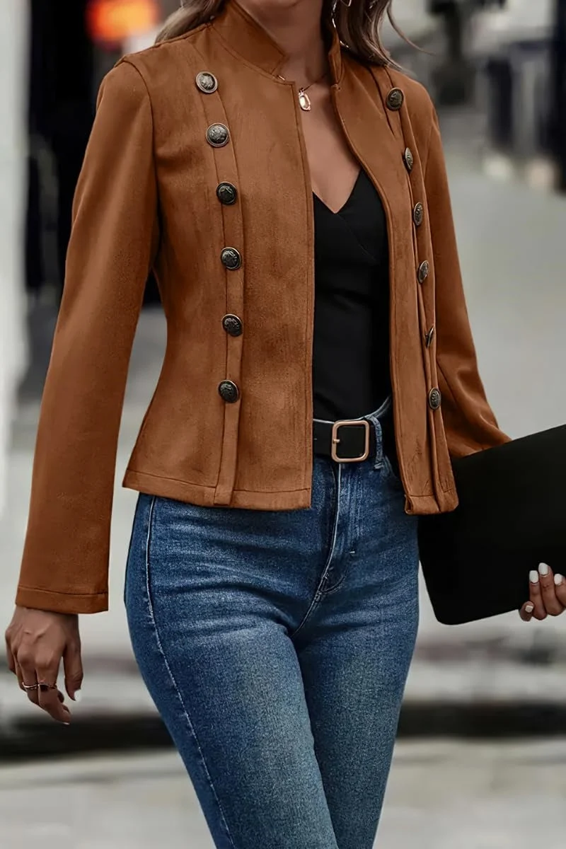 Vegane Damen Lederjacke mit Knöpfen - Clarisse