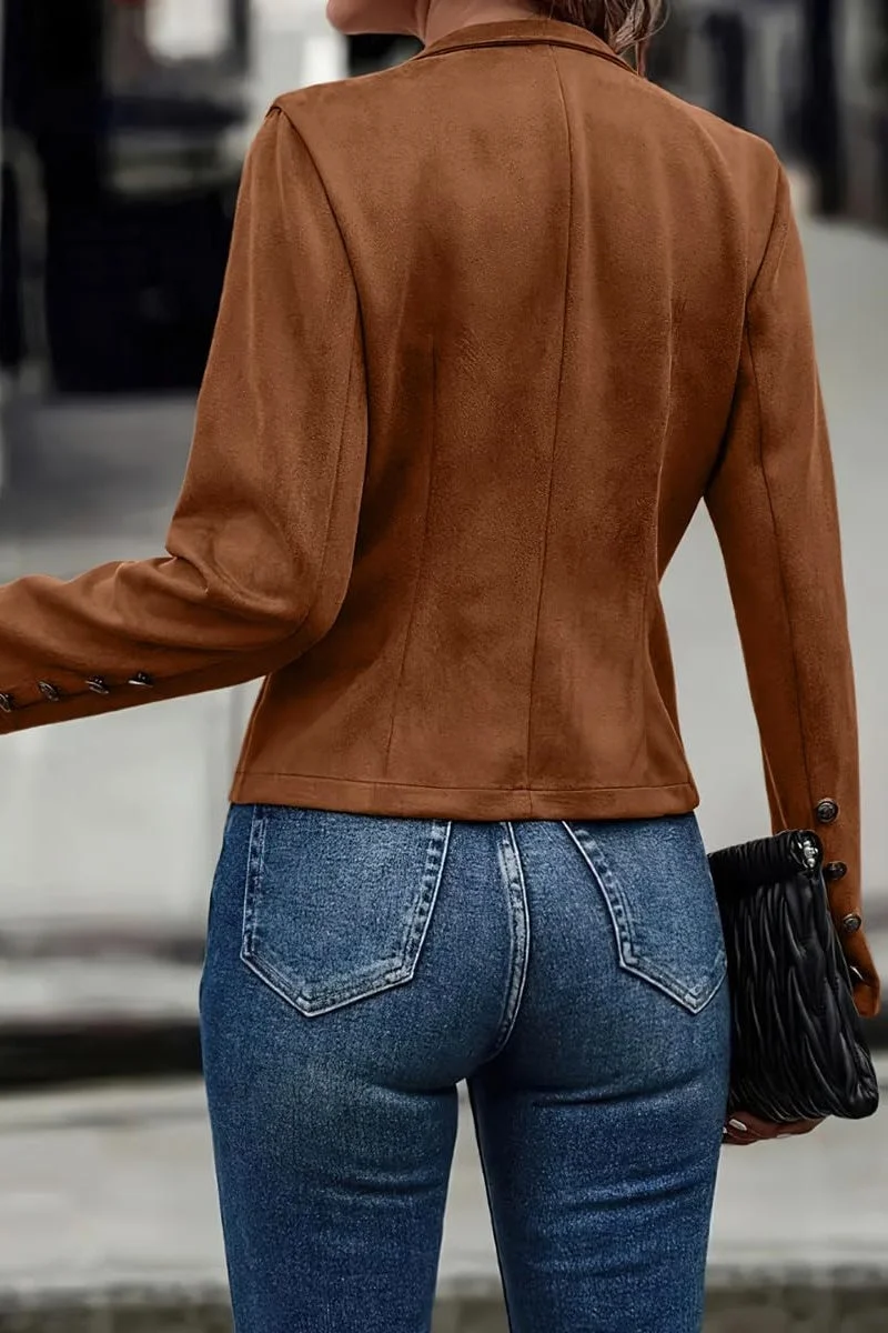 Vegane Damen Lederjacke mit Knöpfen - Clarisse