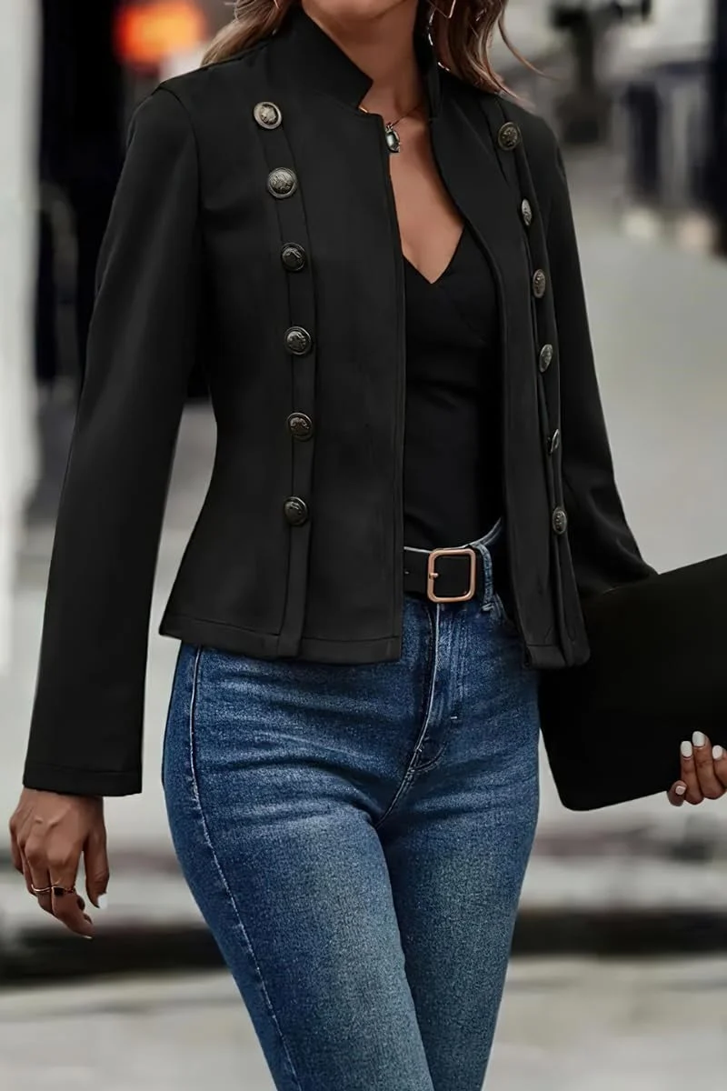 Vegane Damen Lederjacke mit Knöpfen - Clarisse