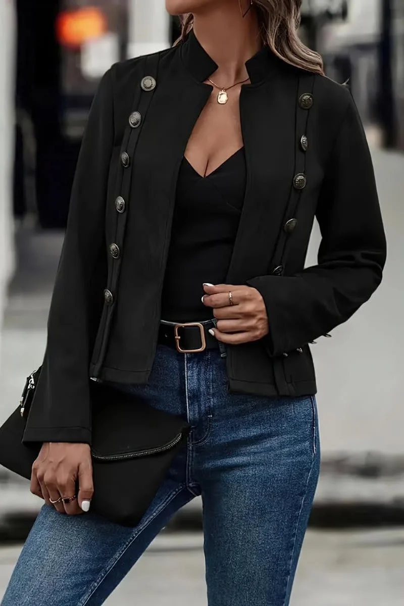 Vegane Damen Lederjacke mit Knöpfen - Clarisse