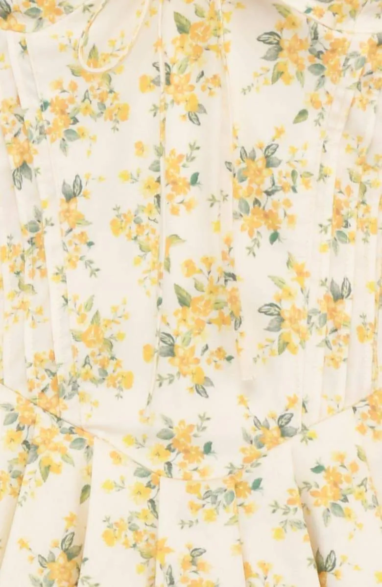 Emily - Korsett-Minikleid mit V-Ausschnitt Blumen-Korsett-Kleid