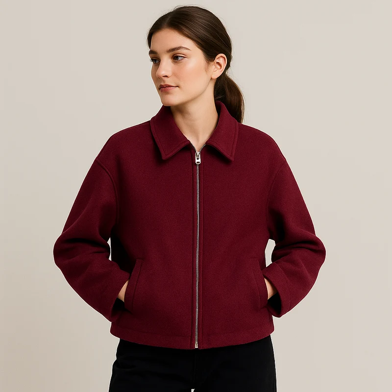 Kurze Wolljacke mit Reißverschluss für Damen - Sonia
