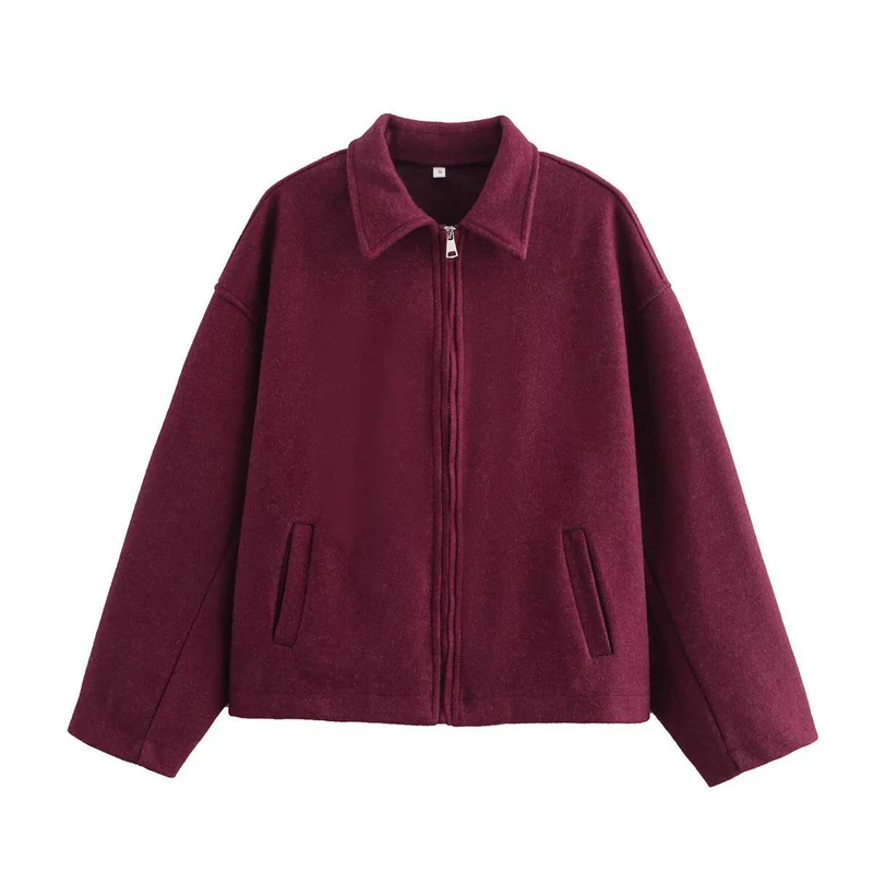 Kurze Wolljacke mit Reißverschluss für Damen - Sonia