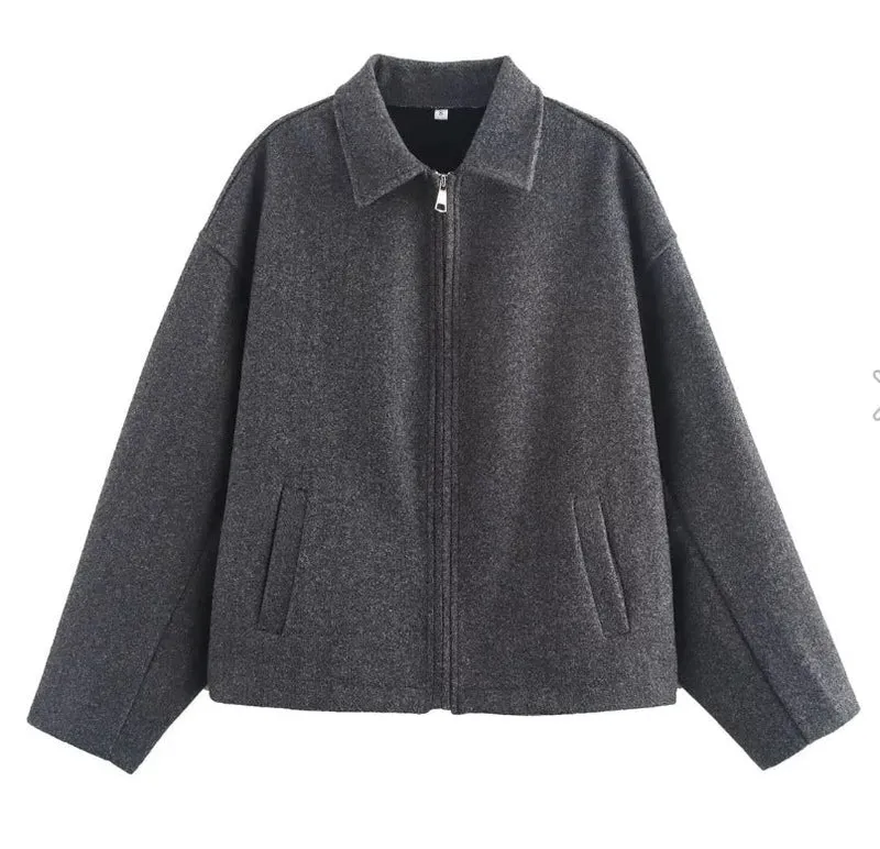 Kurze Wolljacke mit Reißverschluss für Damen - Sonia