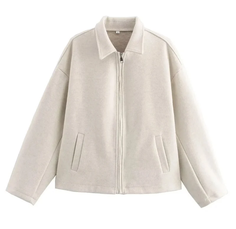 Kurze Wolljacke mit Reißverschluss für Damen - Sonia
