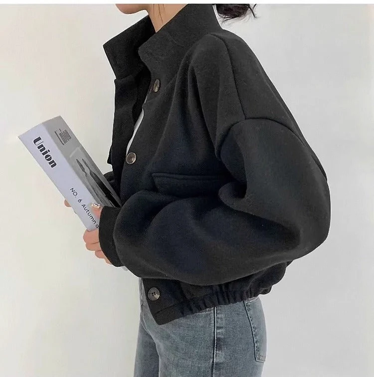 Graue kurze Wolljacke für Frauen - Mauwi