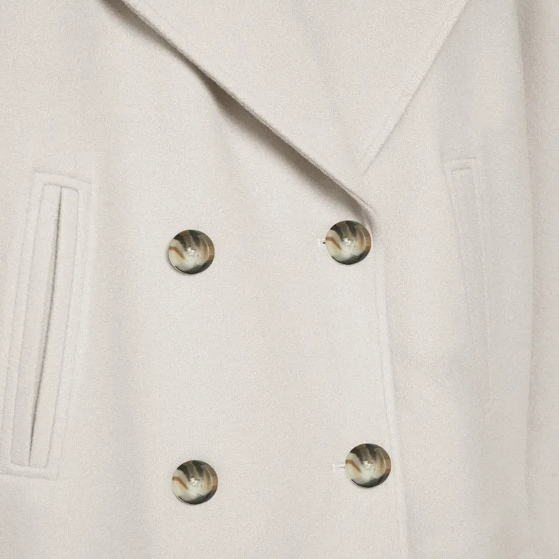 Kurze Damen-Wolljacke mit doppelreihigen Knöpfen - Heidi