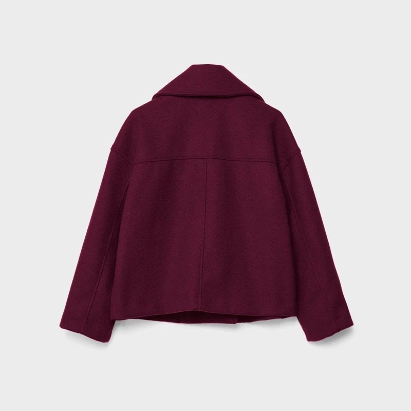 Kurze Damen-Wolljacke mit doppelreihigen Knöpfen - Heidi