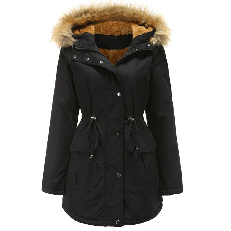 Damen Winterjacke mit Fellkapuze - Soria