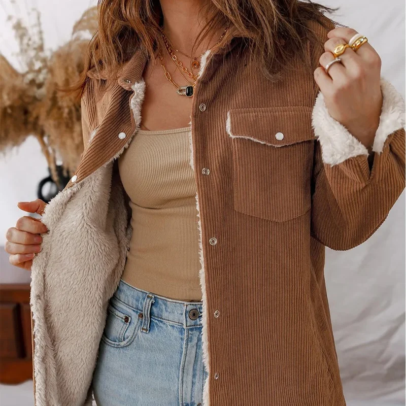 Gefütterte Damen-Cordjacke - Liora