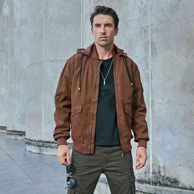EASTON - Lederjacke mit Kapuze