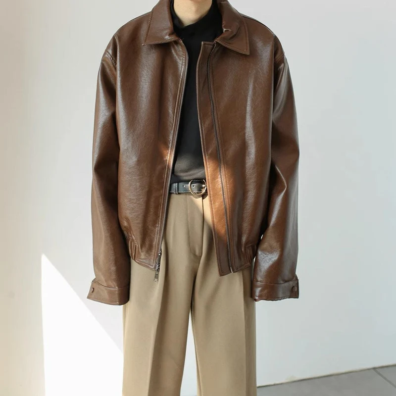 Kurze Herren Lederjacke mit Reißverschluss - Emar