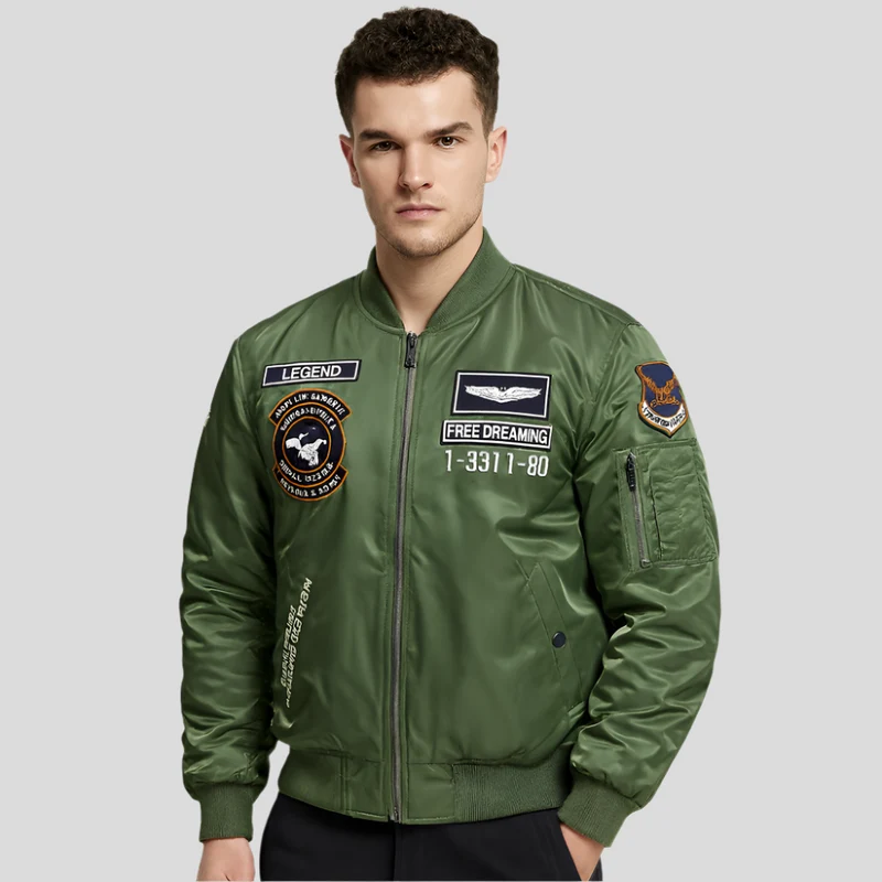 Herren-Bomberjacke mit gestickten Patches - Frederick