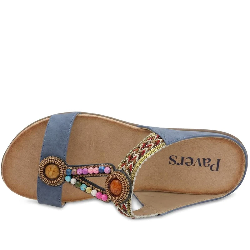 Beaded Lightweight Mule Sandals - BAIZH43012 / 329 166 - Blue