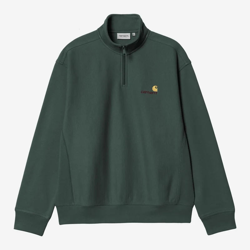 Carhartt WIP Herren Halb-Zip-Reißverschluss American Script Sweatshirt | Grün
