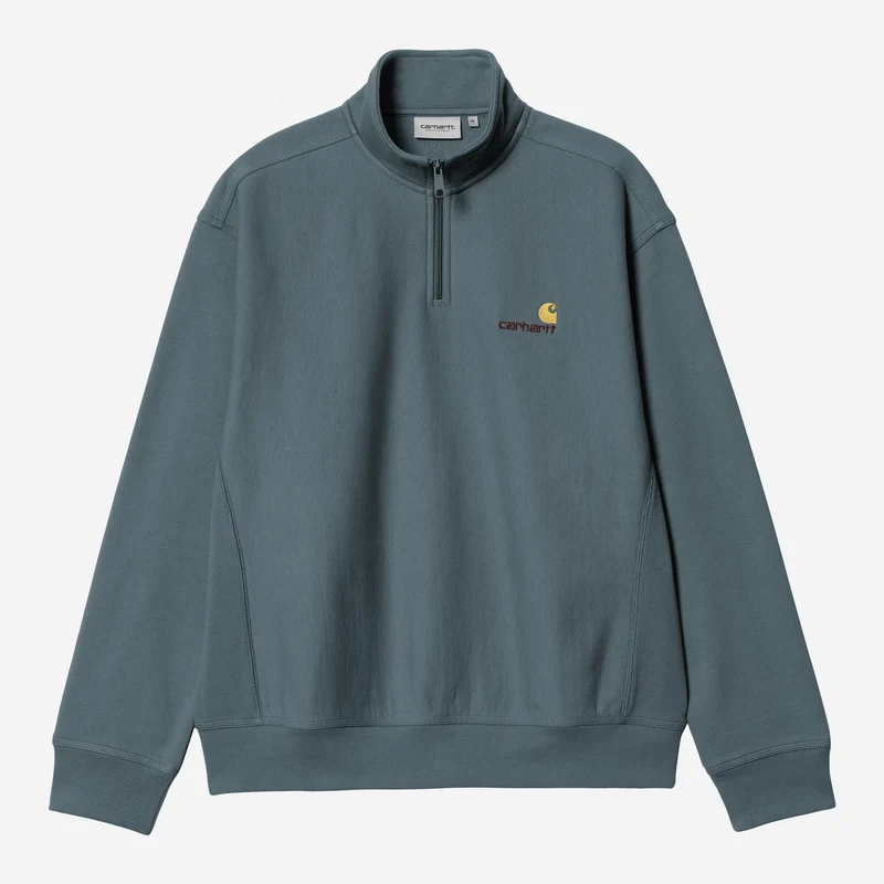 Carhartt WIP Herren Halb-Zip-Reißverschluss American Script Sweatshirt | Büroblau