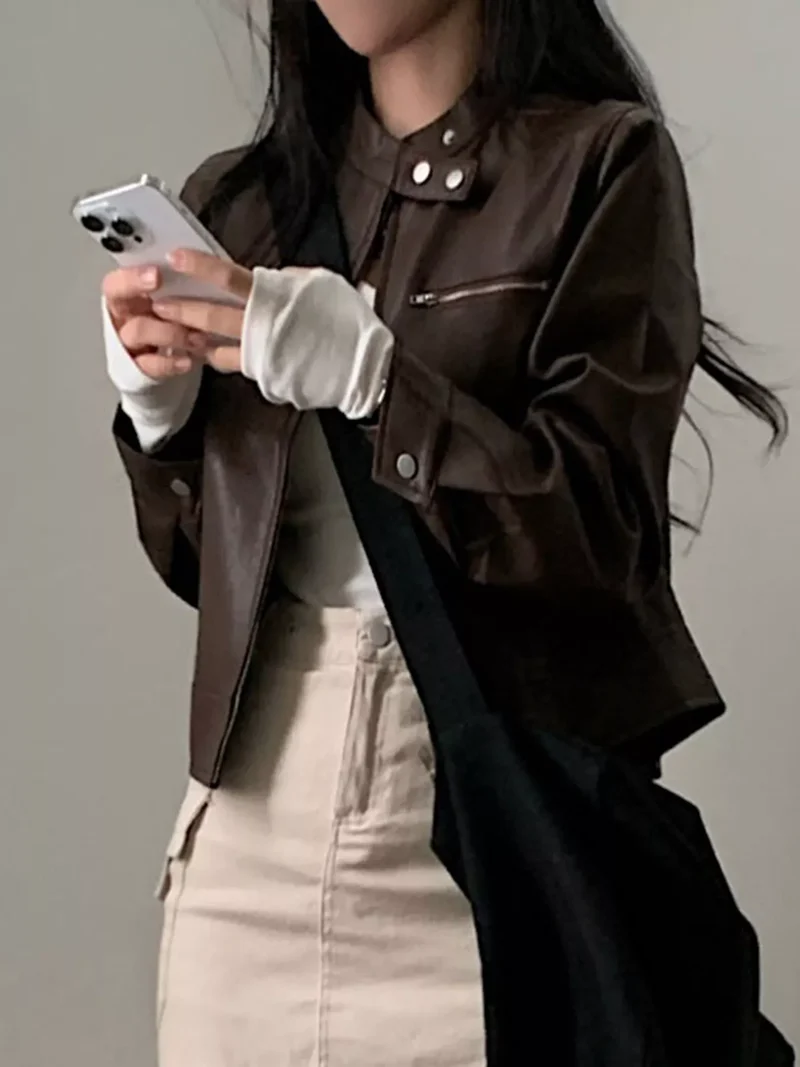 Kurze Damen Lederjacke - Liorane