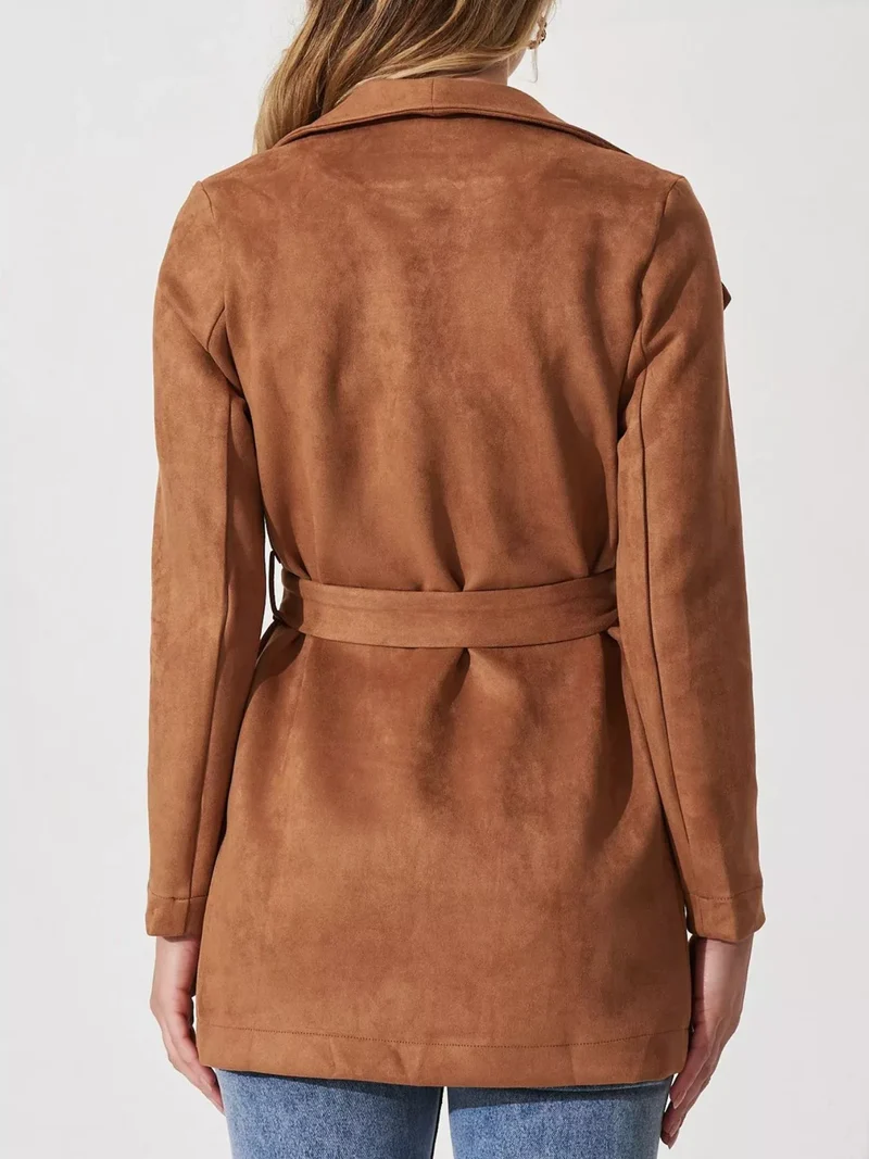 Weiche Wildlederjacke mit breitem Kragen - Celinne