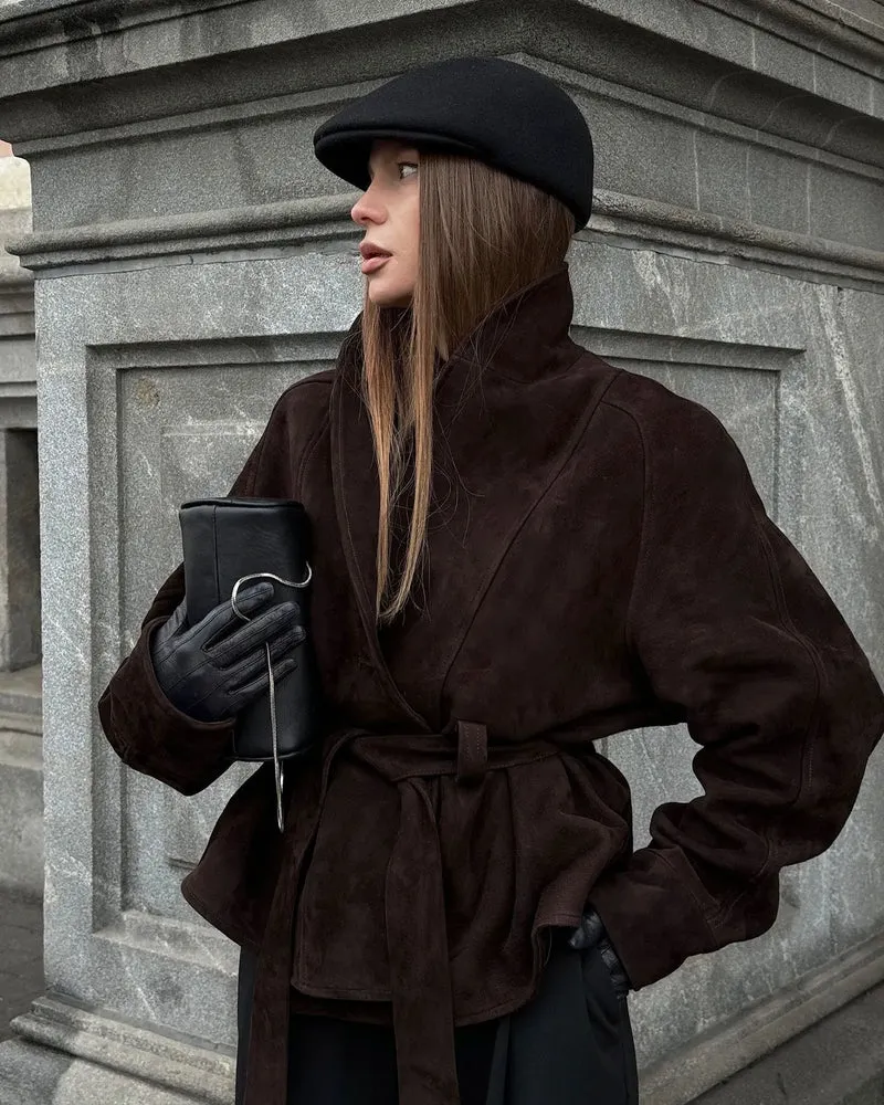 Retro-Wildlederjacke mit langen Ärmeln - Valentina