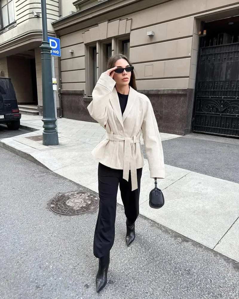 Retro-Wildlederjacke mit langen Ärmeln - Valentina