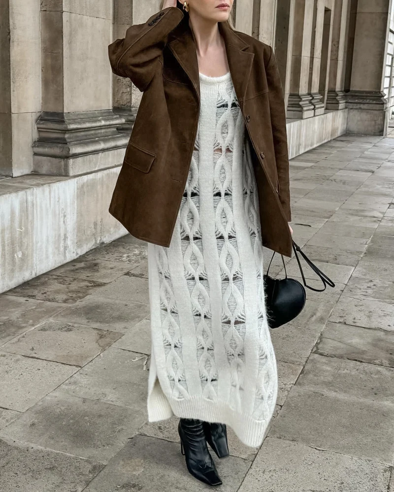 Lose Wildlederjacke mit Retro-Samtaufschlägen - Loise