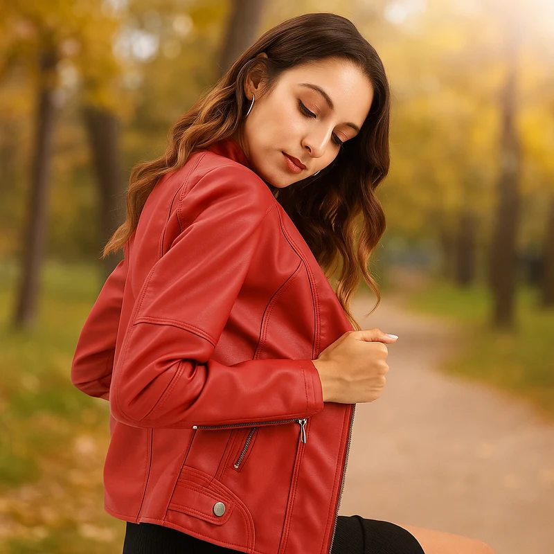 Damen Lederjacke im Bikerstil - Annelise