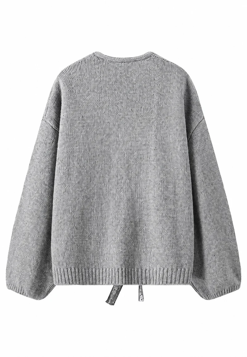 Damen-Strickjacke mit glitzernden Schleifen und V-Ausschnitt – Coronas