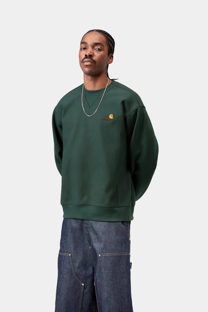 Carhartt WIP Herren American Script Sweatshirt | Grün