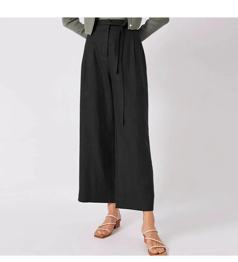 Jessyca - Hochgeschnittene Leinenhose