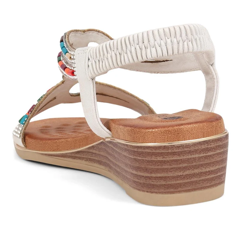 Embellished Wedge Sandals - BAIZH39071 / 325 102 - White