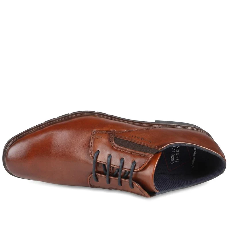 Bugatti Wide Fit Smart Lace Up Shoes - BUG44507 / 329 638 - Cognac