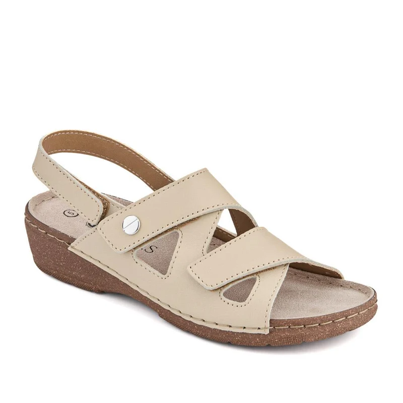 Adjustable Leather Slingback Sandals - PATRI41004 / 327 613 - Beige