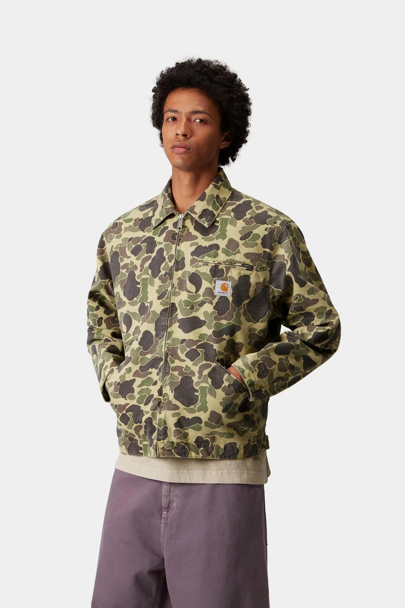 Carhartt WIP Herren-Jacke Duck Detroit | Camouflage-Muster Entengrün / Porphyr
