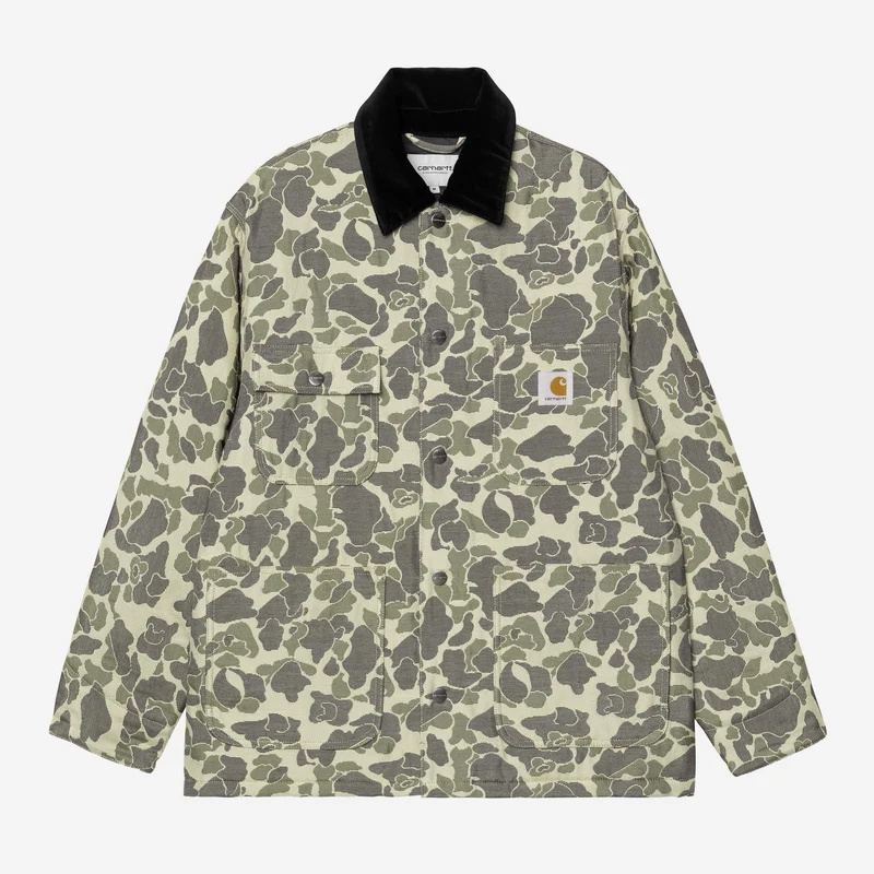 Carhartt WIP Herren-Arbeitsjacke mit Gobelinmuster | Tarnmuster Entengrün
