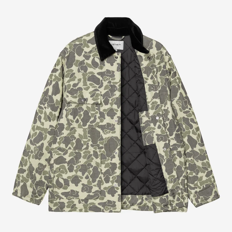 Carhartt WIP Herren-Arbeitsjacke mit Gobelinmuster | Tarnmuster Entengrün