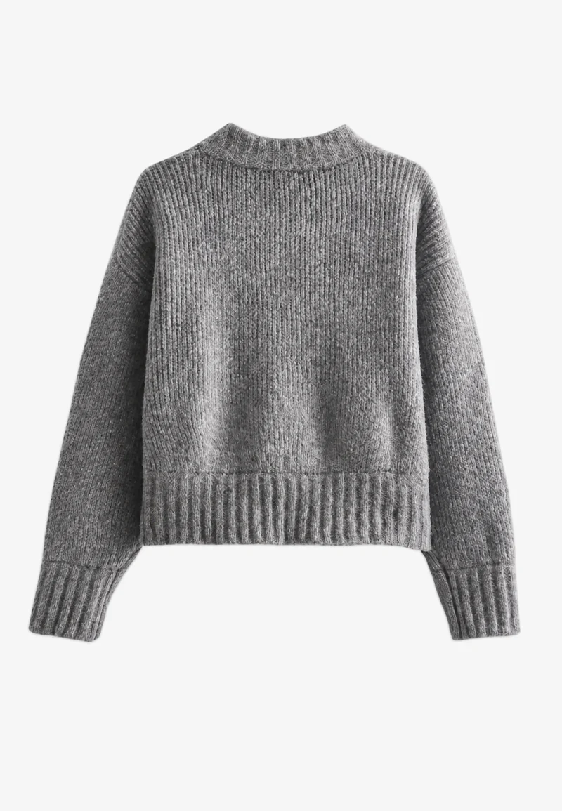 Lockere Strickjacke mit Rippmuster und Reißverschluss vorne – Hanne