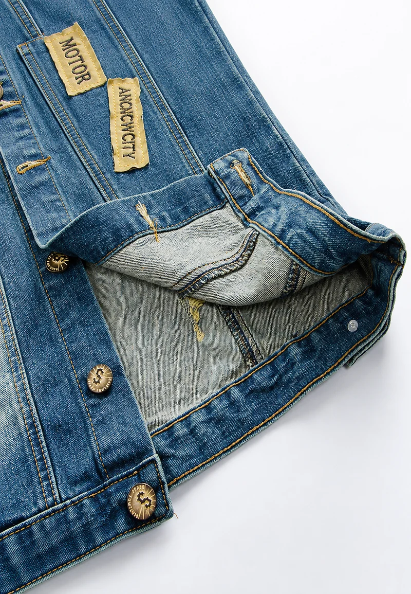 Herren-Jeansweste mit Stickerei im Washed-Look – Leander