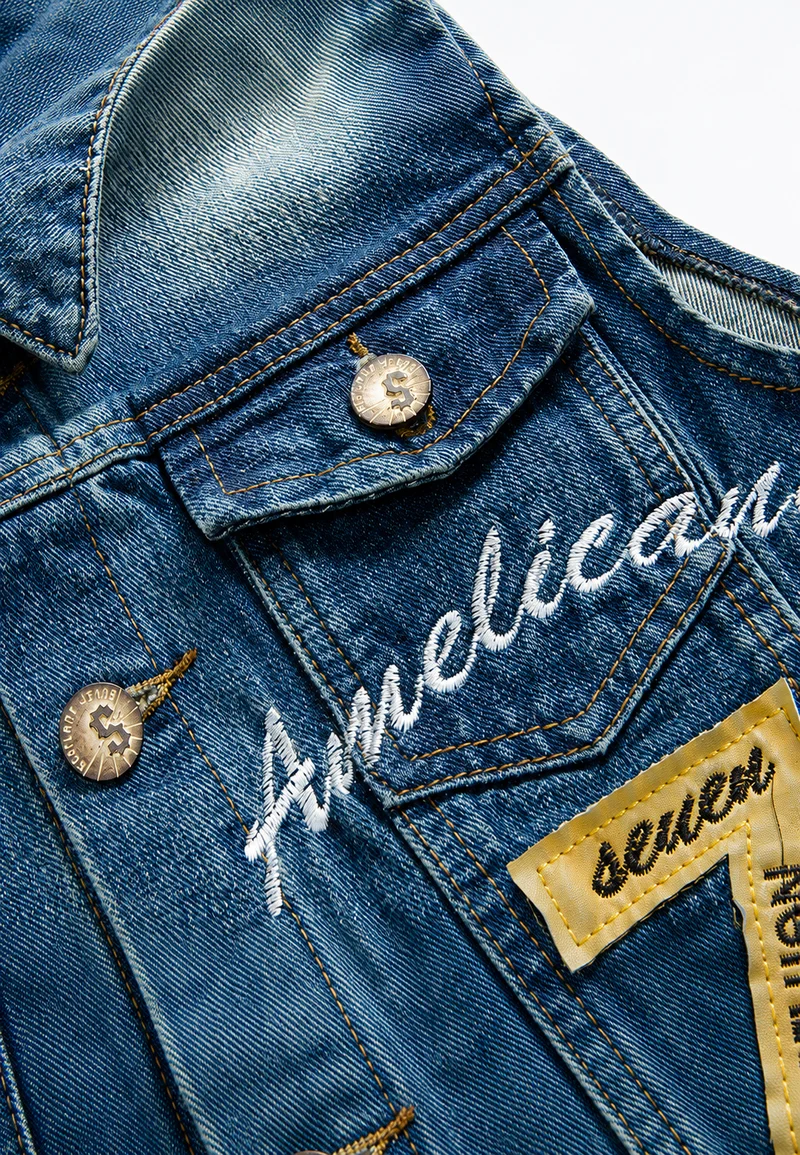 Herren-Jeansweste mit Stickerei im Washed-Look – Leander