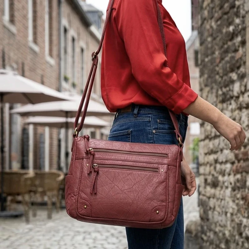 Multi Zip Pocket Crossbody Bag - JEWN42000 / 328 417 - Burgundy