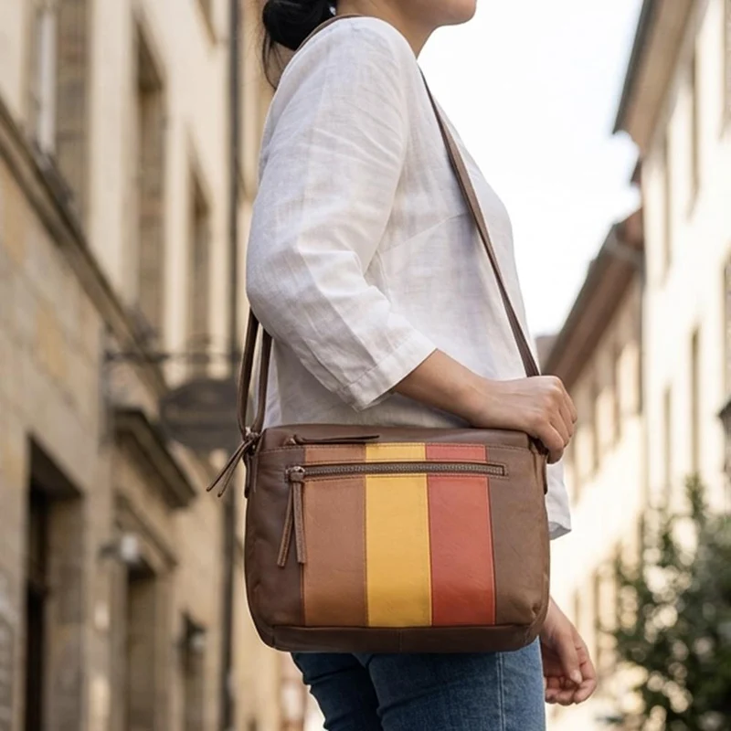 Durable Zipped Crossbody Bag - JEWN42001 / 328 418 - Brown Multi