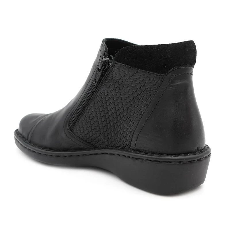 Smart Zip Up Leather Ankle Boots - AS44001 / 330 158 - Black