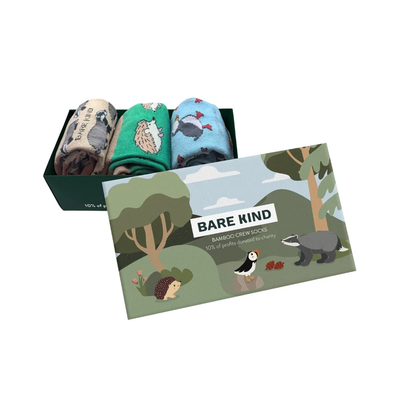 Bare Kind Geschenkbox mit Bambussocken aus Großbritannien (3er-Pack)