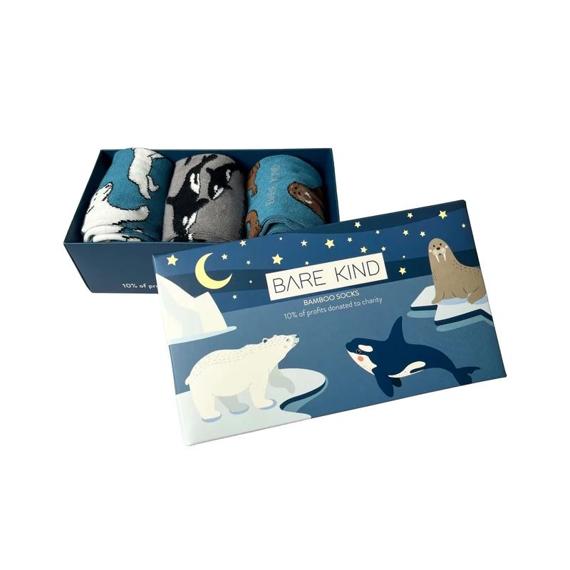 Bare Kind Geschenkbox mit arktischen Bambussocken | 3er-Pack