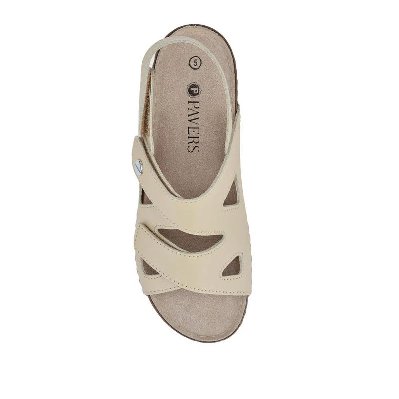 Adjustable Leather Slingback Sandals - PATRI41004 / 327 613 - Beige