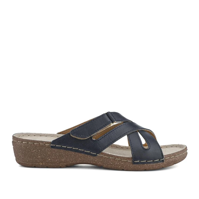 Leather Adjustable Mules - PATRI41002 / 327 611 - Navy