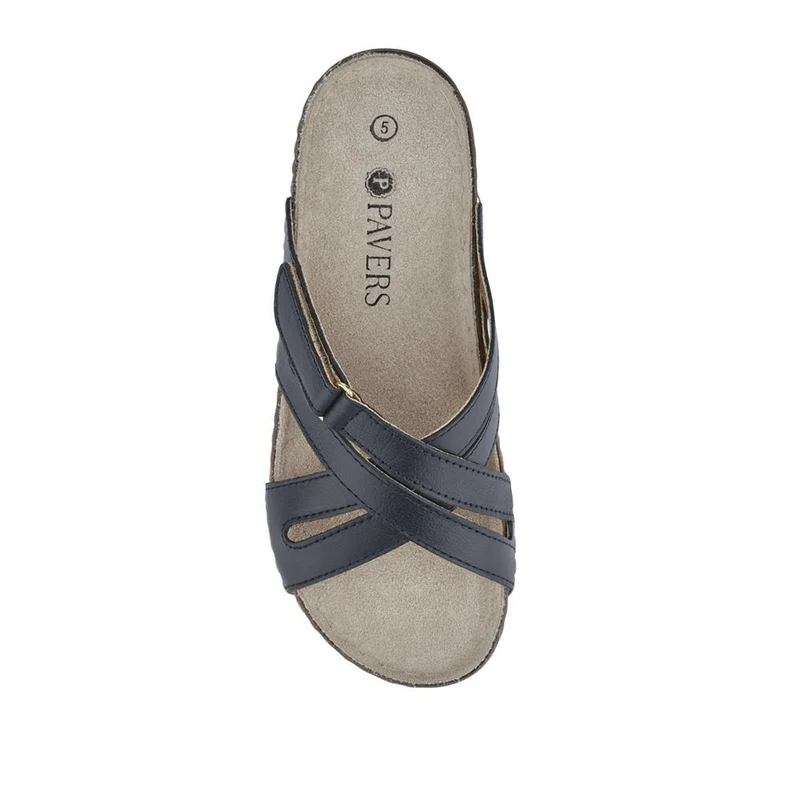 Leather Adjustable Mules - PATRI41002 / 327 611 - Navy