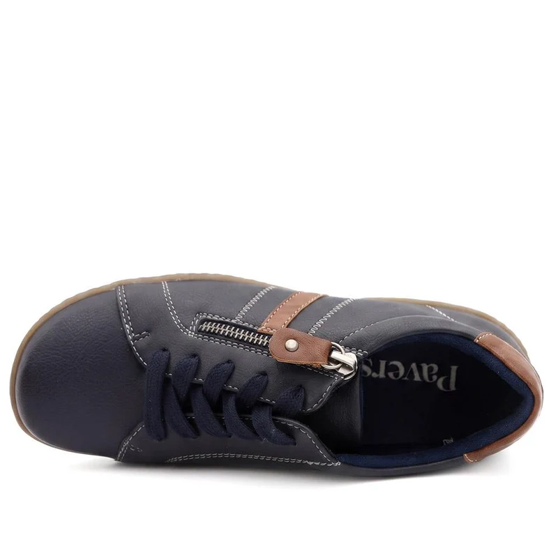 Casual Zip & Lace Fasten Shoes - WBINS44017 / 329 625 - Navy